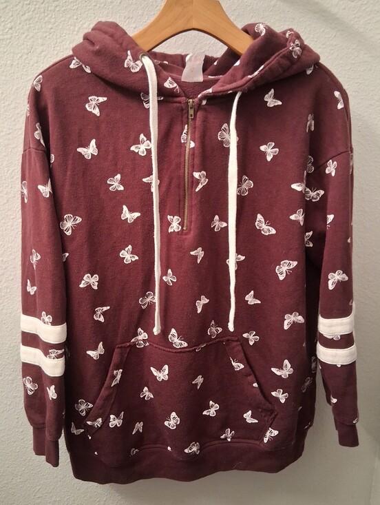 Tops - NOBO Burgundy Butterfly Hoodie Medium 7-9